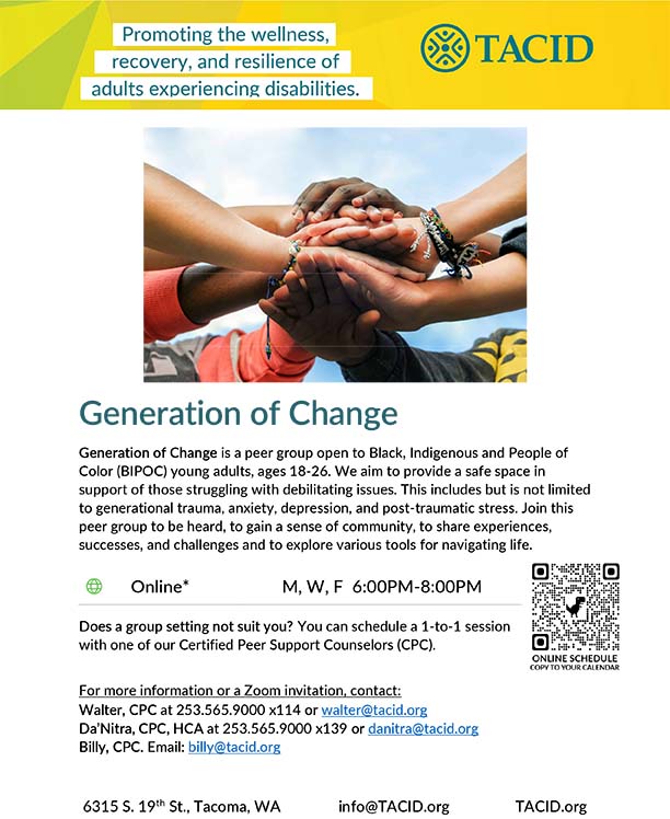 Generation of Change Young Adult Support flyer